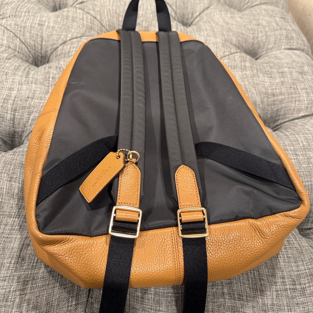 Coach Backpack Tan Pebbled Leather Large Charlie Backpack - Picture 16 of 17